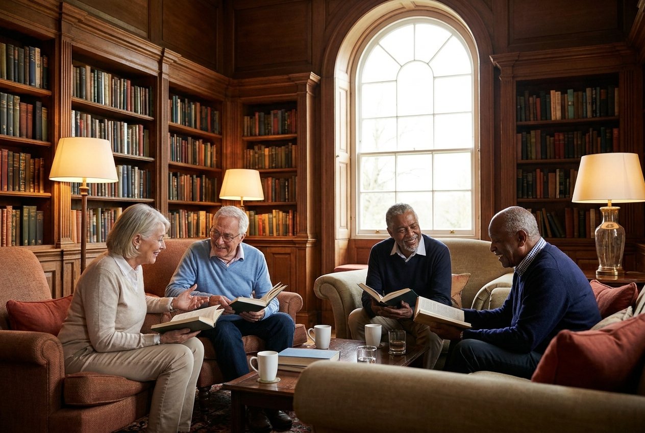 Seniors in a book club discussion